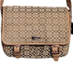 COACH Signature Brown Jacquard Messenger Bag